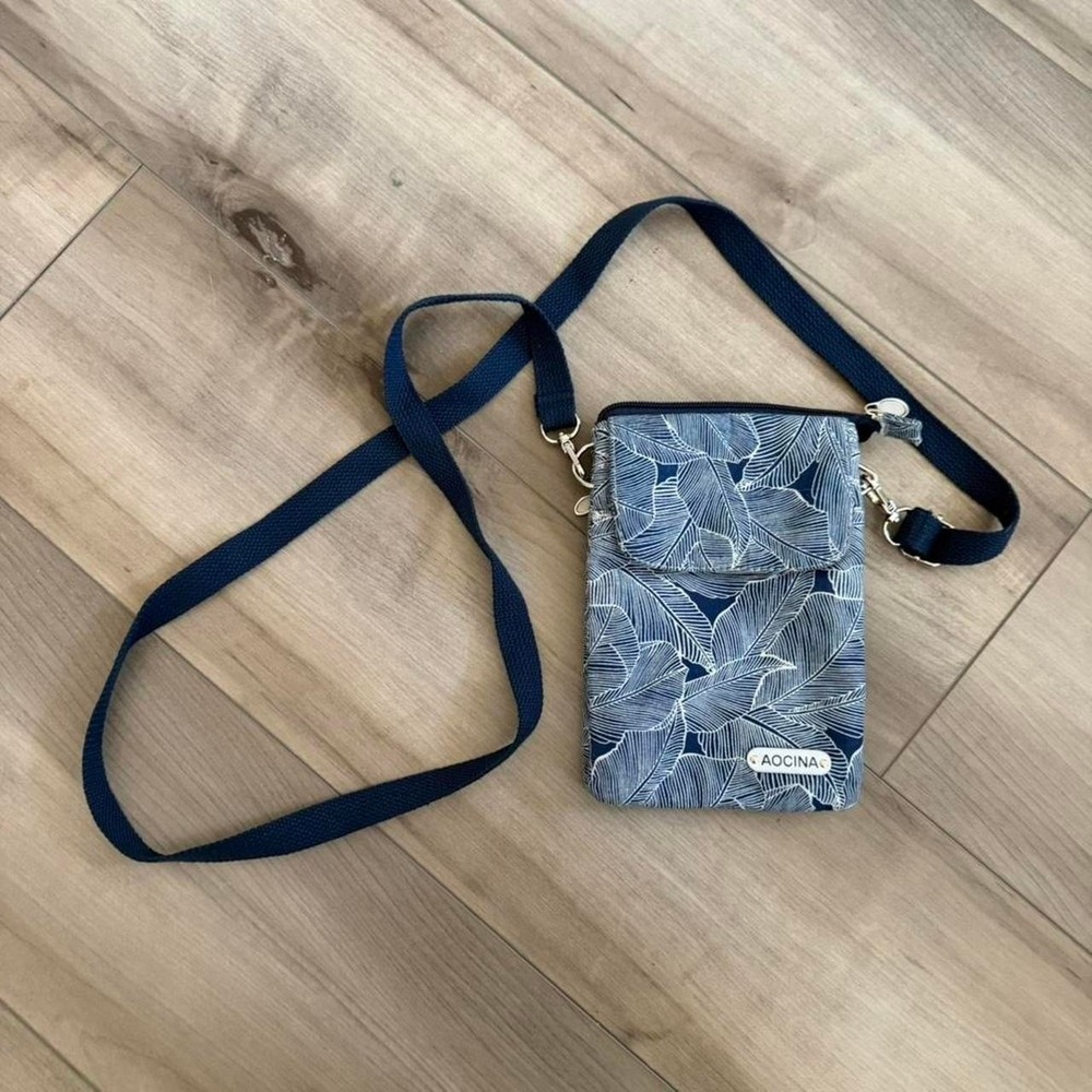 Blue & white crossbody bag with adjustable strap Aocina summer bag fits phone